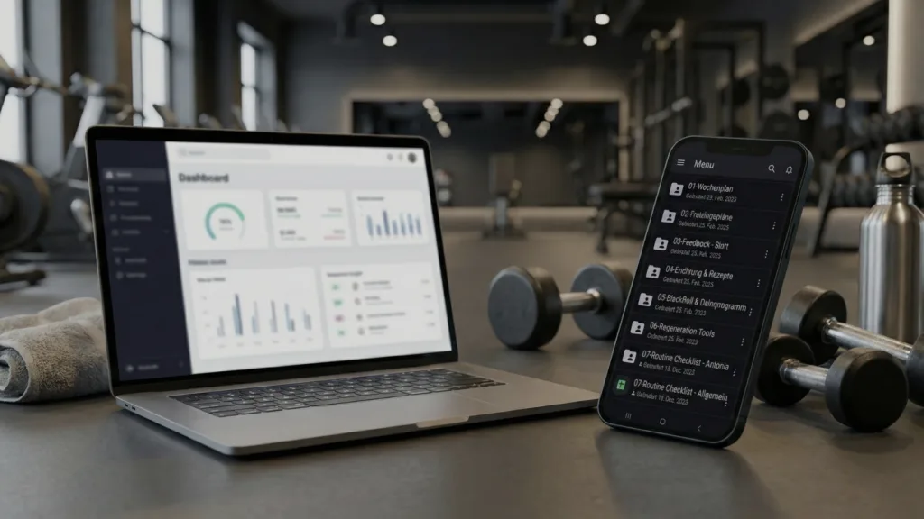 Online Coaching App auf Laptop und Handy